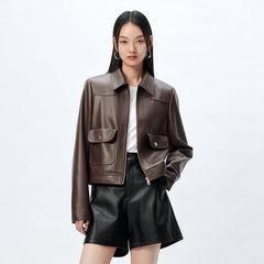 Women's Retro Patchwork Leather Jacket