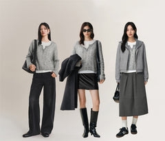 Women's Wool-Blend Color-Contrast Detachable Knit Set