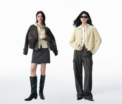 Women's Cropped Dual-Zip Hooded Cardigan