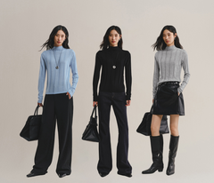 Women's Mock-Neck Vertical Jacquard Sweater