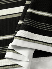 Men's Loose-Fit Striped Henley T-Shirt