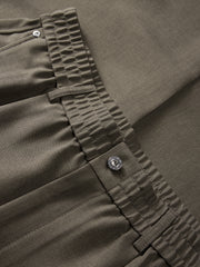 Men's Brown Elastic-Waist Straight-Leg Pants