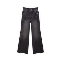 Women's Vintage Washed High-Waist Flared Jeans