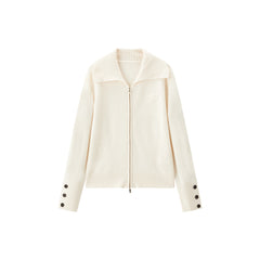 Women's Pure Wool Wide-Lapel Knit Cardigan