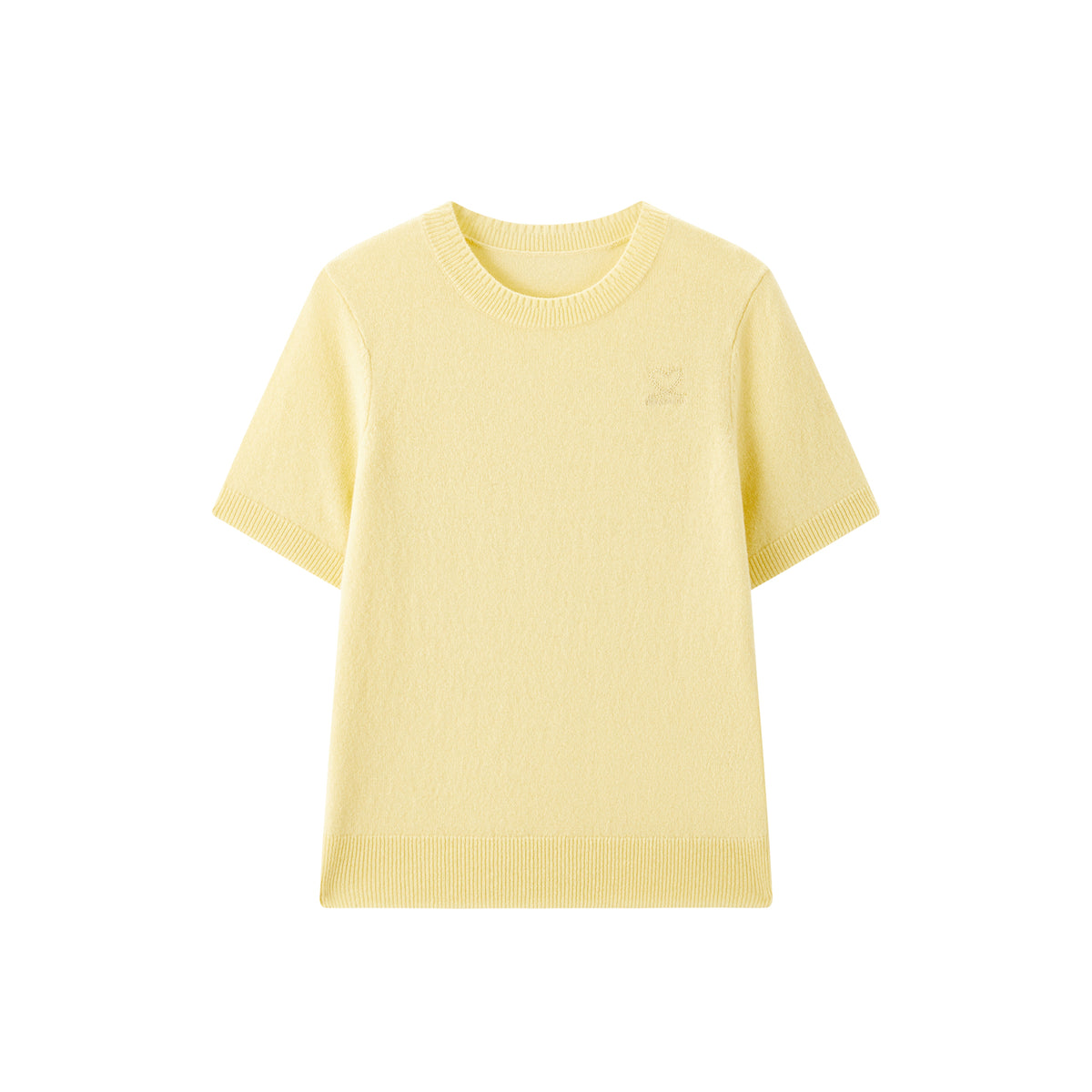 Women's Pure Wool Crewneck Short-Sleeve Knit Top