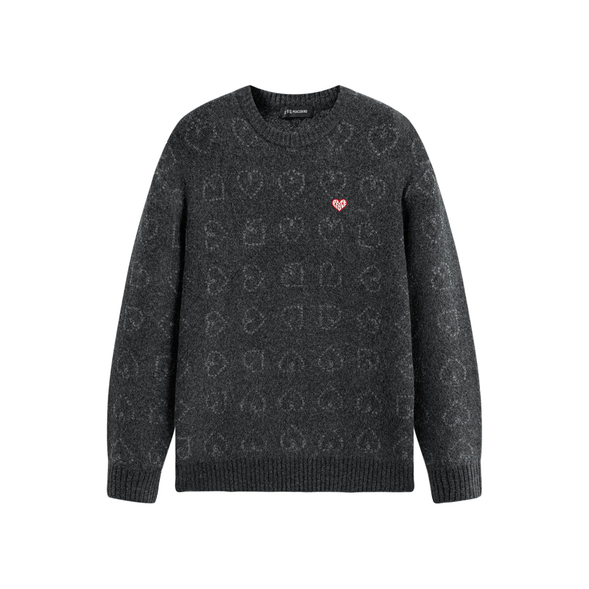 Men's Relaxed Allover Heart Jacquard Sweater
