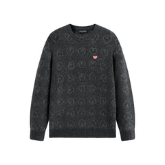 Men's Relaxed Allover Heart Jacquard Sweater