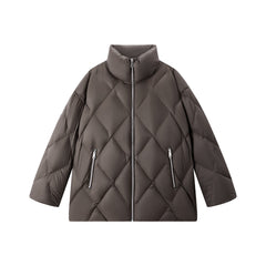 Women's Extra-Long Puffer Coat with Cable-Knit Shawl