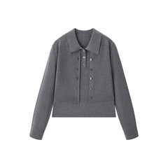 Women's Wool-Blend Polo Cardigan Set