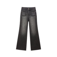 Women's Washed Wide-Leg Slightly Flared Pants