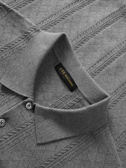 Men's Cable-Knit Textured Polo Shirt