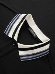 Men's Antibacterial Polo Shirt with Striped Collar