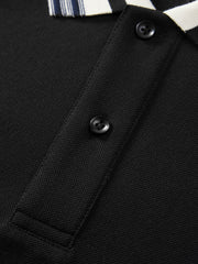 Men's Antibacterial Polo Shirt with Striped Collar