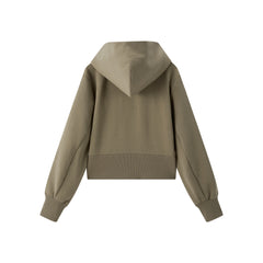 Women's Cropped Zip-Up Hoodie with Embroidery