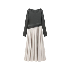 Women's Slash-Neck Slim Spliced Dress