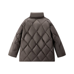 Women's Extra-Long Puffer Coat with Cable-Knit Shawl