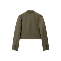 Women's Cropped Double-Breasted Peak-Lapel Blazer