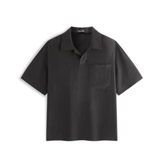Men's Solid Textured Jacquard Polo Shirt