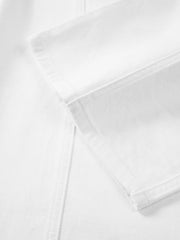 Men's White Elastic-Waist Straight-Leg Jeans