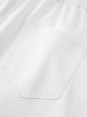 Men's White Elastic-Waist Straight-Leg Jeans