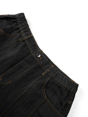 Men's Denim Shorts with Stitching Details