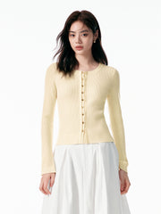Women's Slim-Fit U-Neck Knit Cardigan
