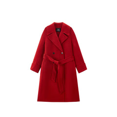 Women's Double-Breasted Belted Wool Coat