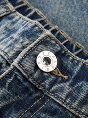 Men's casual wide-leg denim mid-length pants