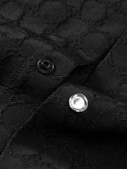 Men's Black Tonal Jacquard Short-Sleeve Shirt