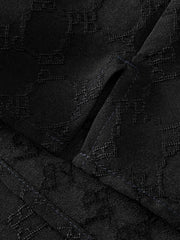 Men's Black Tonal Jacquard Short-Sleeve Shirt