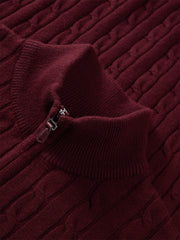 Men's Half-Zip Cable-Knit Sweater