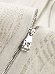 Men's Textured Jacquard Zip Cardigan