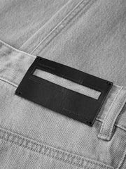 Men's Distressed Jeans with Leather Patch