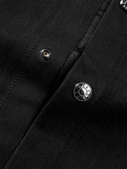 Men's Mercerized Denim Shirt with Back Embroidery