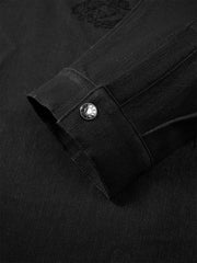 Men's Mercerized Denim Shirt with Back Embroidery