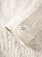 Men's Casual Textured Vertical-Stripe Shirt