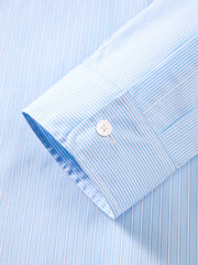 Men's Striped Shirt with Pocket Embroidery