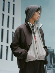 Men's Hooded Jacket with Contrast Lining