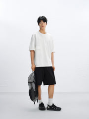 Men's Solid Panelled T-Shirt with Mini Badge