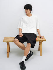 Men's Solid Panelled T-Shirt with Mini Badge