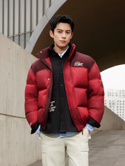 Men's Red Pattern Puffer Jacket