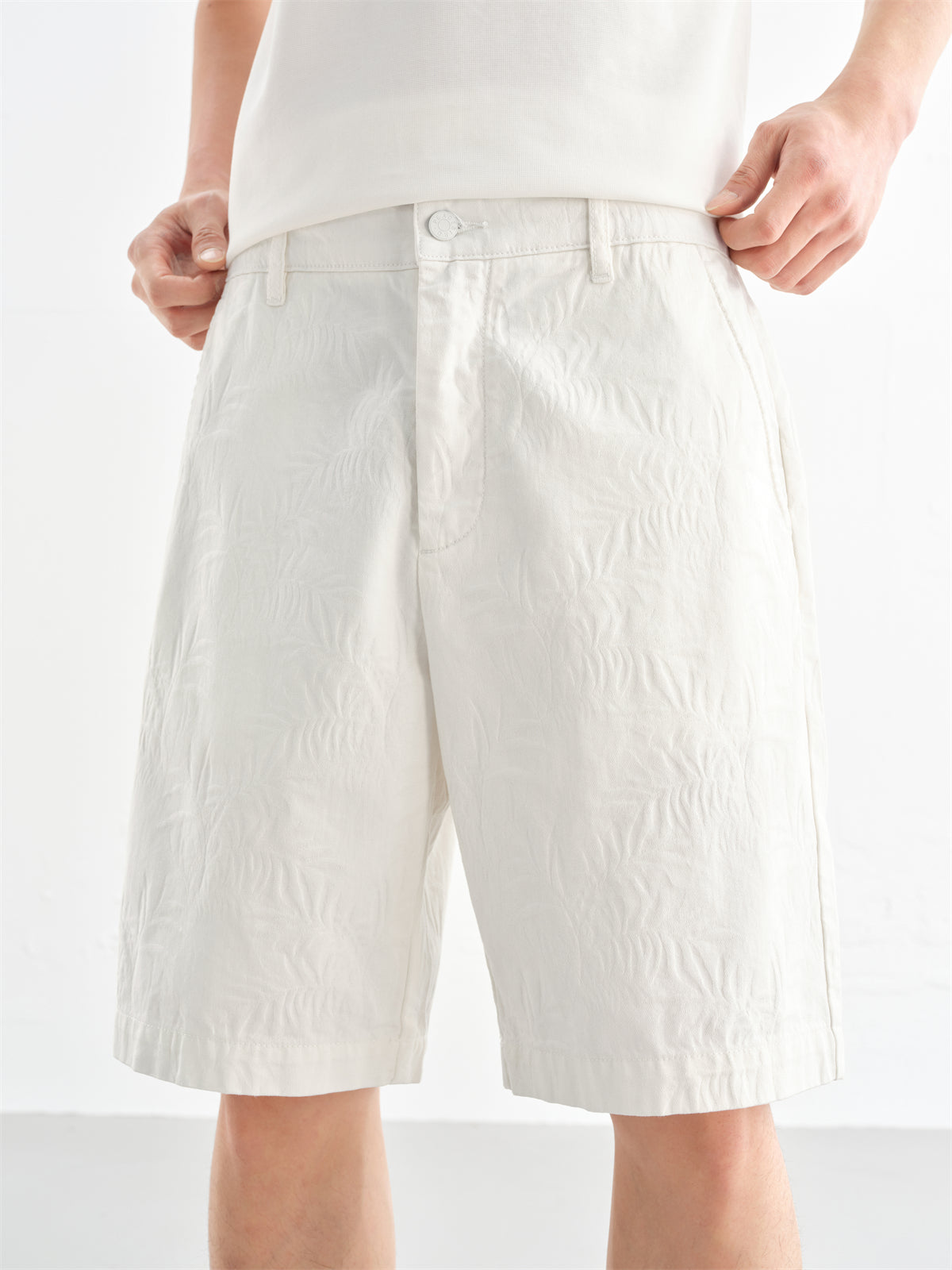 Men's Allover Jacquard Cotton Denim Shorts