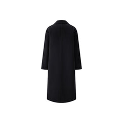 Women's Black Straight Double-faced Wool Coat