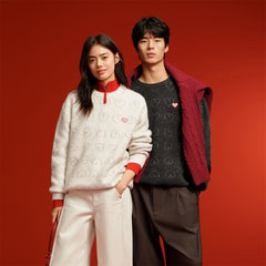 Men's Relaxed Allover Heart Jacquard Sweater