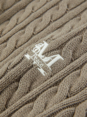 Men's Camel Embroideried Cable Pullover