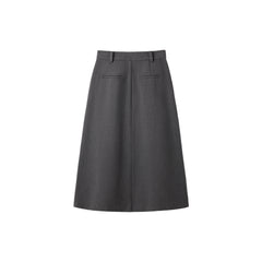 Women's Gray Pleated A Line Midi Skirt