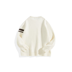 Men's Beige Contrast Color Striped Pullover