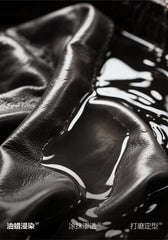 Men's Long Double-Breasted Leather Coat