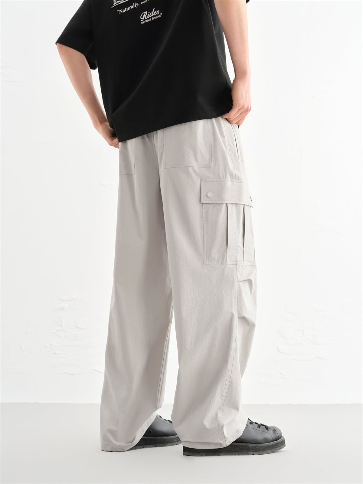 Men's Pleated Utility Parachute Pants