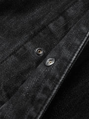 Men's Gradient-Washed Denim Jacket with PU Collar